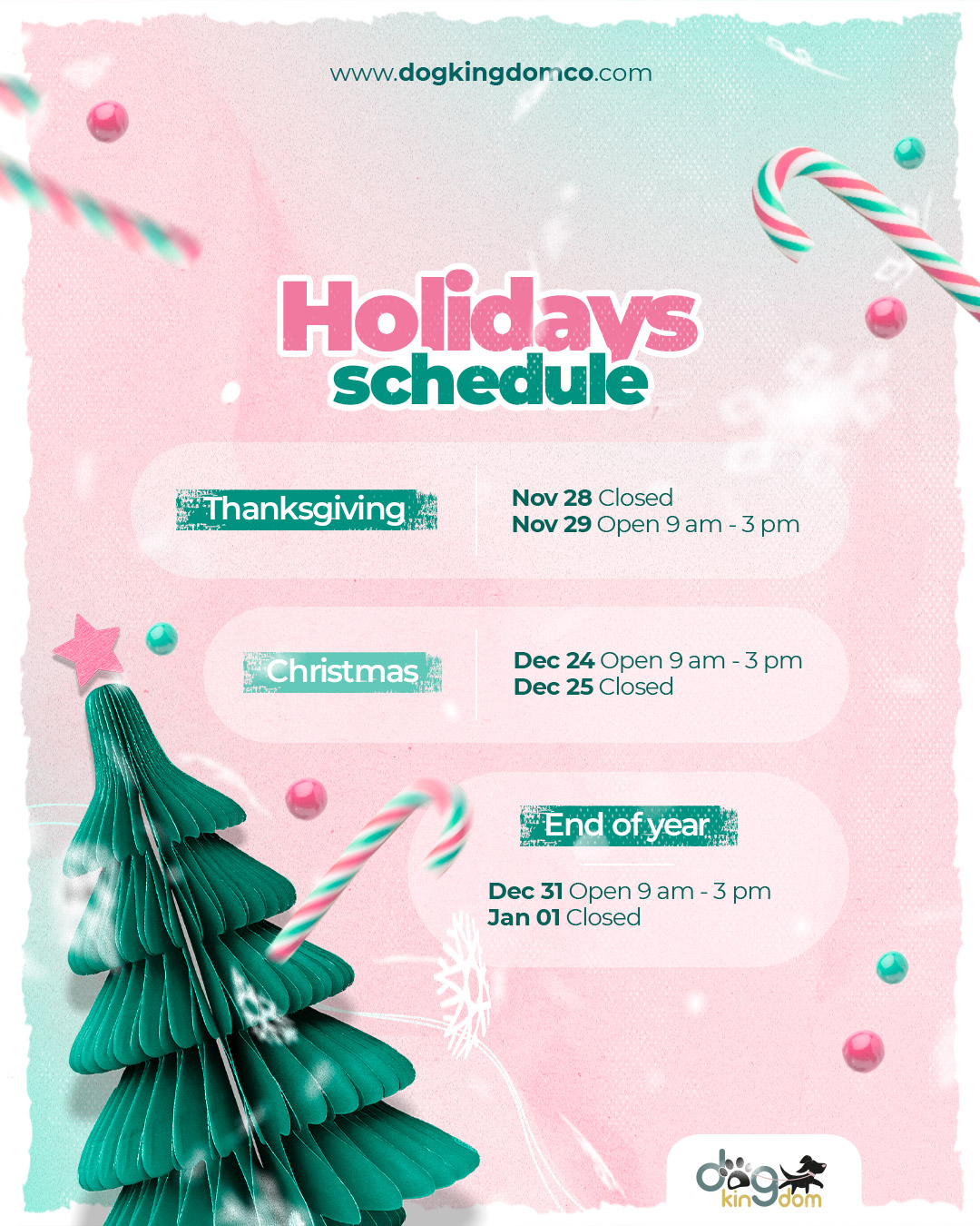 Holidays Schedule 2024